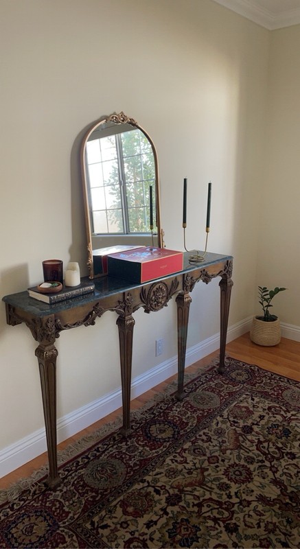 Antique-Style Neoclassical Gilt Console Table with Removable Marble Top