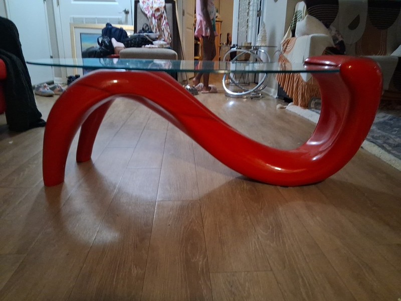 Beautiful Vintage Red Curved Table gallery