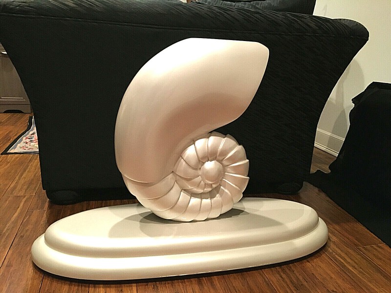 Chambered Nautilus SEA SHELL CONSOLE TABLE in Pearl White gallery