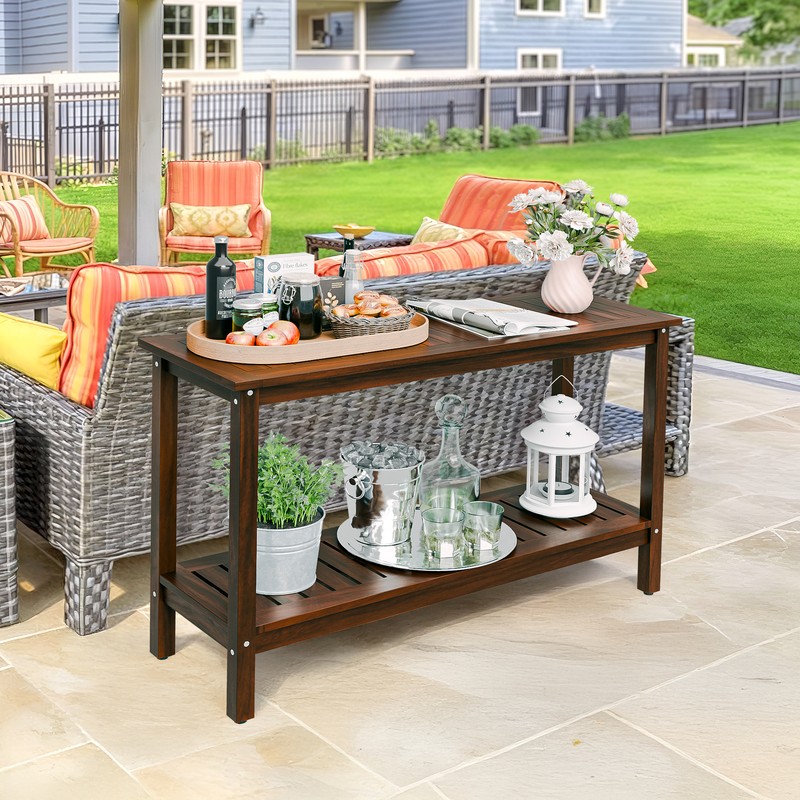 2-Shelf Coffee Console Table Indoor Outdoor Multifunctional 48" w/Foot Sliders gallery