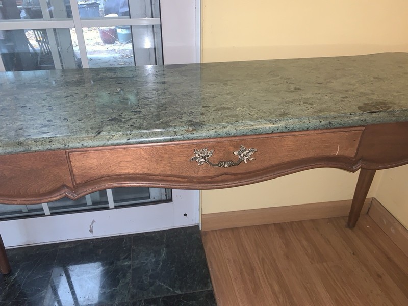 VINTAGE 30'S MARBLE WOOD DESK CONSOLE TABLE FRENCH REPRO CASSARD CHATEAU gallery