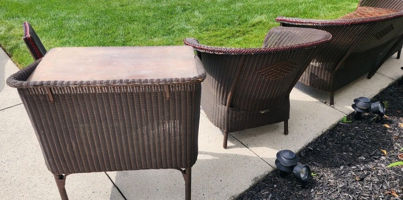 Fabulous 7 Piece Early 1900s Wicker Parlor Set Lloyd Desk Couch Lamp Table Etc. gallery