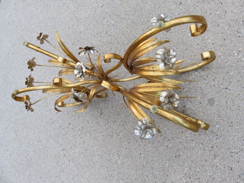 Hollywood Regency Italian Coffee Table Gold Guild Flower Glass Not Included gallery