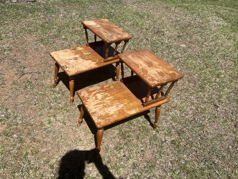 MCM 2 Tier Side End Lamp Table Set Of 2 gallery