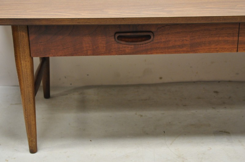 Lane Mid Century Modern 56" Long Surfboard Laminate Top Coffee Table with Drawer gallery