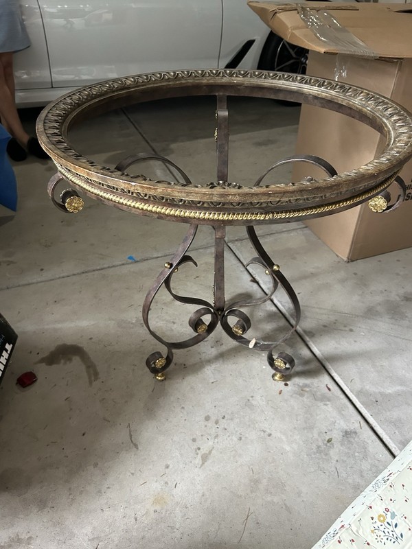 MAITLAND SMITH Round Glass Top Coffee Cocktail Table W/ Glass insert 28 By 28