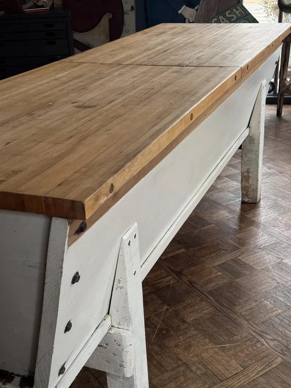 Large Antique Butcher Block Bakers Table gallery