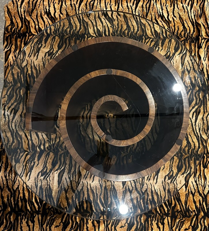Vladimir Kagan Mid Century ROSEWOOD Snail Coffee Table With Round Glass Top