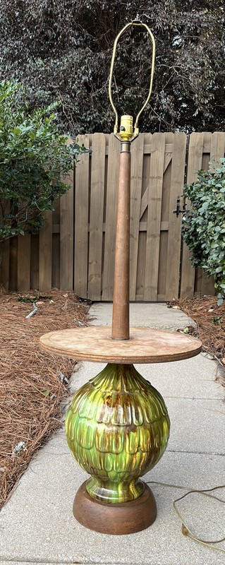Vtg MCM Floor Table Lamp Ceramic 4ft Tall 1960s 1970s Needs TLC
