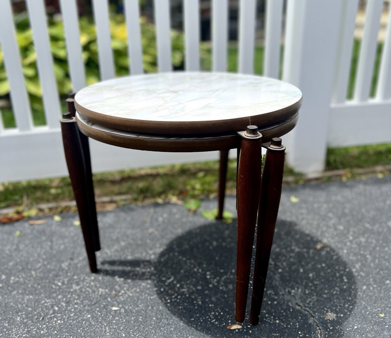 MCM Formica and Walnut Round Nesting Tables, Set of 2 gallery