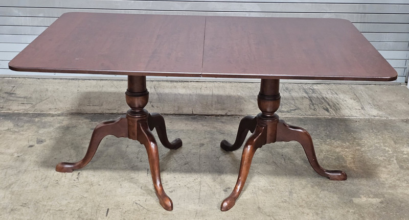 Eldred Wheeler Solid Cherry Two Pedestal Dining Table 2 Leaves Benchmade