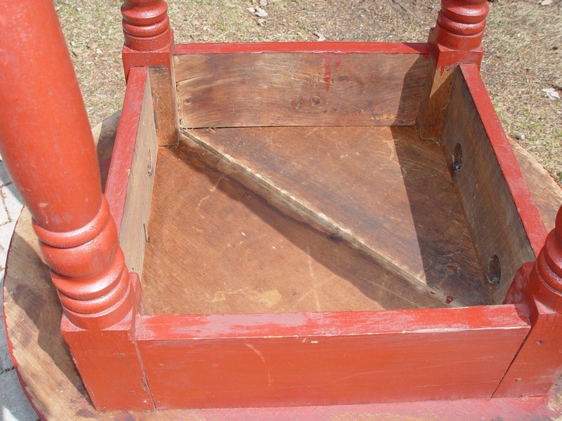 Mid 19th c. Painted Missouri Round-top Tavern Table, Square nailed and Pegged gallery