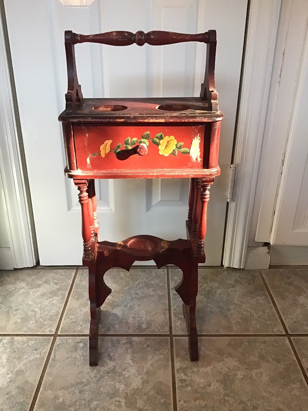 Vintage Smokers Table With Drawer, Hand Painted