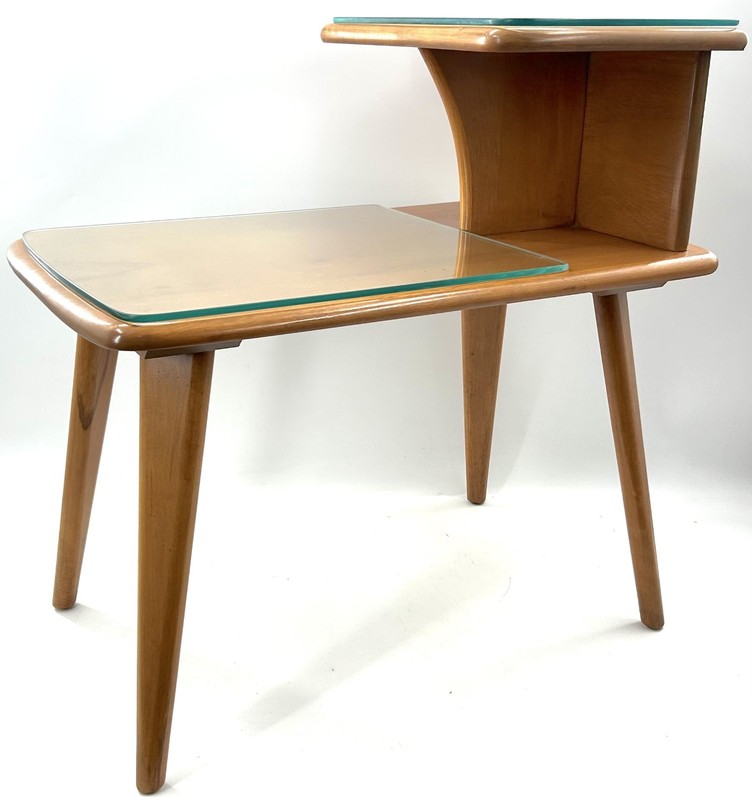 Vintage HEYWOOD WAKEFIELD MCM STEP END TABLE - CHAMPAGNE BIRCH MAPLE gallery