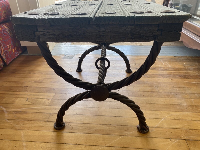 Vintage Hand Made Wood and Iron Mexican Occasional Table gallery