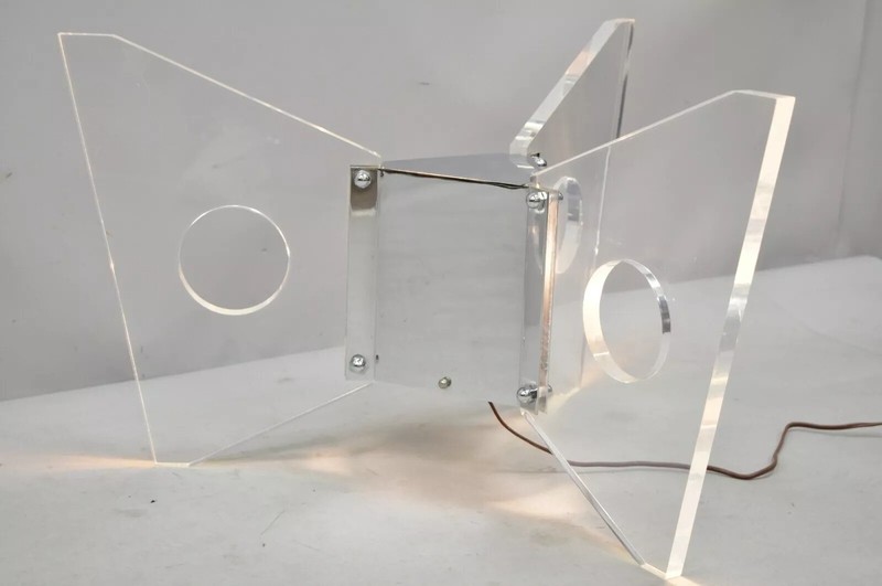 Illuminated Mid Century Modern Lucite & Chrome Butterfly Coffee Table Base gallery
