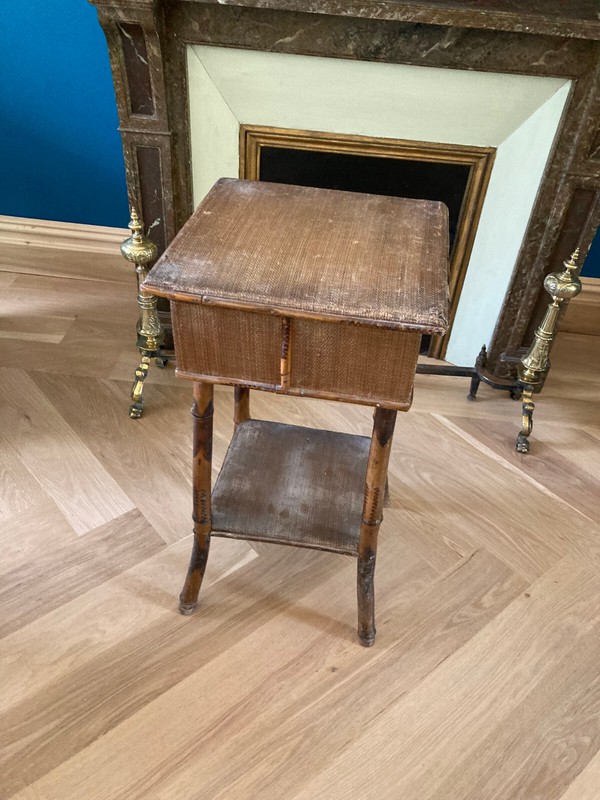 Vintage Bamboo Wicker Rattan Stand End Table Sewing Box gallery