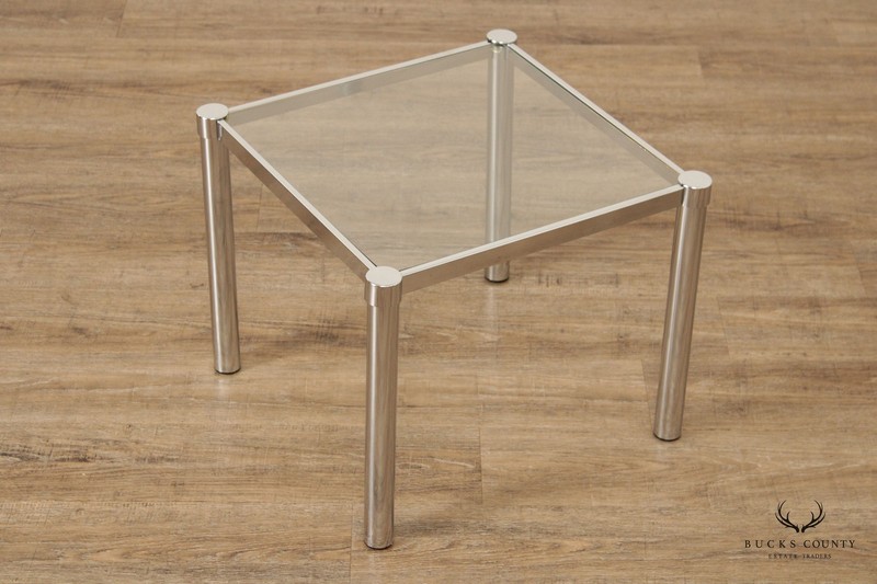 Post Modern Chrome and Glass Side Table gallery