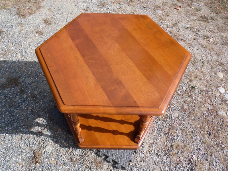 Vintage Ethan Allen American Traditional Maple Hexagon Side End Accent Table gallery