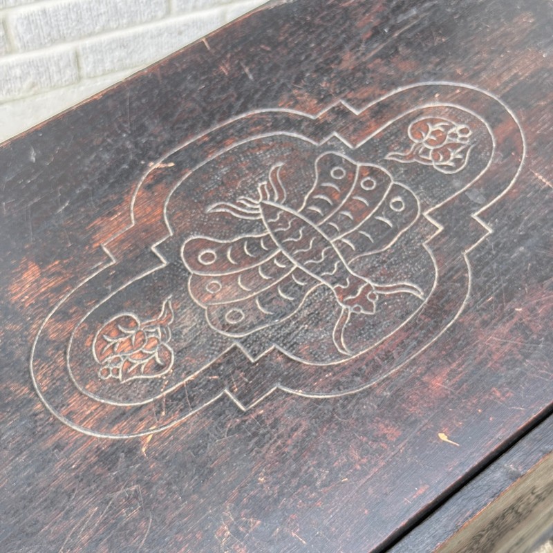 Antique Solid Hardwood Drop Leaf Table w/ Drawer, Carved Oak ,Tudor Style gallery
