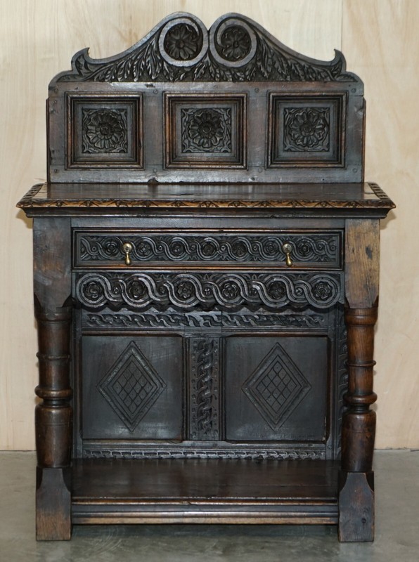 ANTIQUE 18TH CENTURY CIRCA 1720 GOTHIC JACOBEAN HALL CONSOLE TABLE SINGLE DRAWER gallery