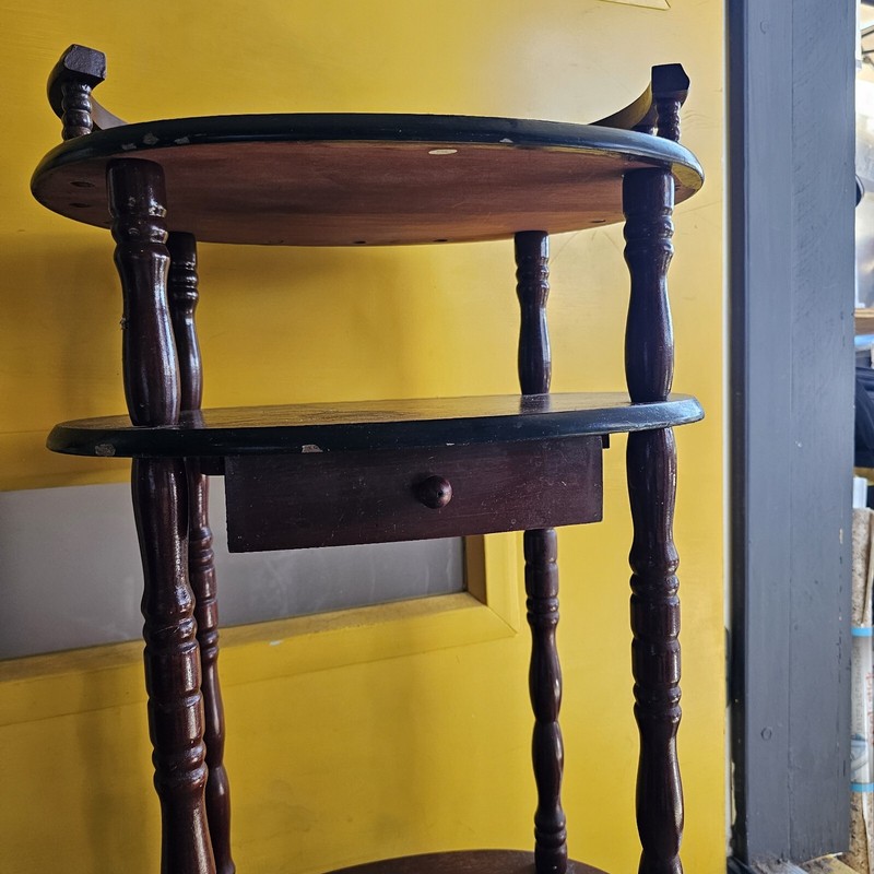 Vintage Table Tier 3 Levels Accent Table And Little Drawer Used Fair Condition/ gallery