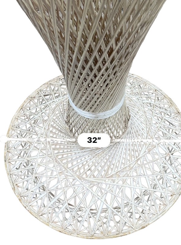 MCM Tall Wicker Table Base Rattan Fiberglass High Top White Beige gallery
