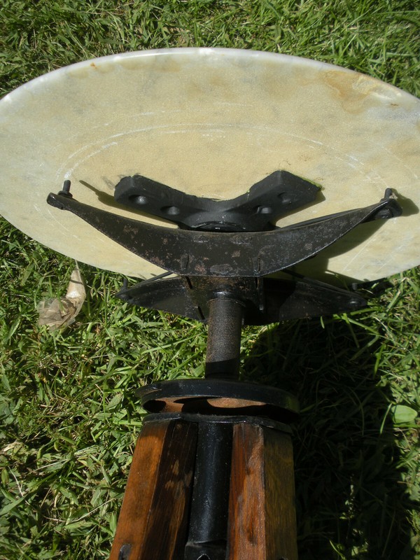 Vintage Antique Marble Top Industrial Metal Oak Wood Plant Stand Adjustable 15" gallery