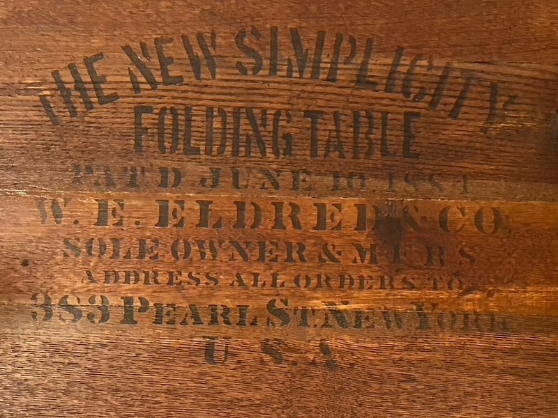 Antique “The New Simplicity Folding Table” Pat’d June 10, 1884 (or 1881?) W.E. E