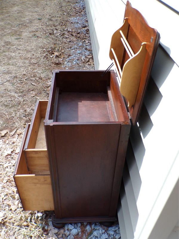Vintage Federal Style Mahogany Sewing Cabinet Lift Top Chest Table Nightstand gallery