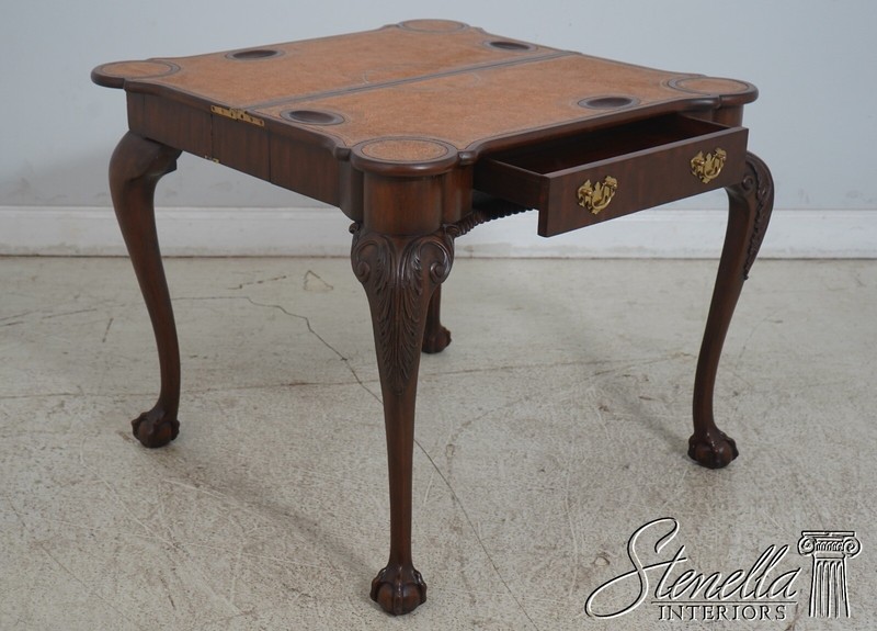 65671EC: MAITLAND SMITH Leather Interior Clawfoot Game Table gallery