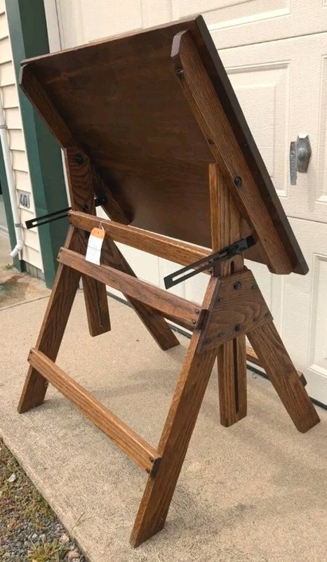 Vintage Oak Drafting Table Circa 1950's - Restored - Antique Draft Table - gallery