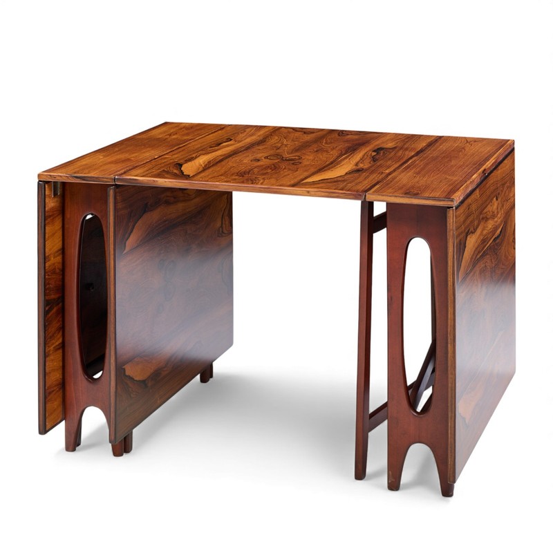 Bendt Winge Midcentury Norwegian Rosewood Drop-Leaf Rosewood Dining Table - Pair gallery