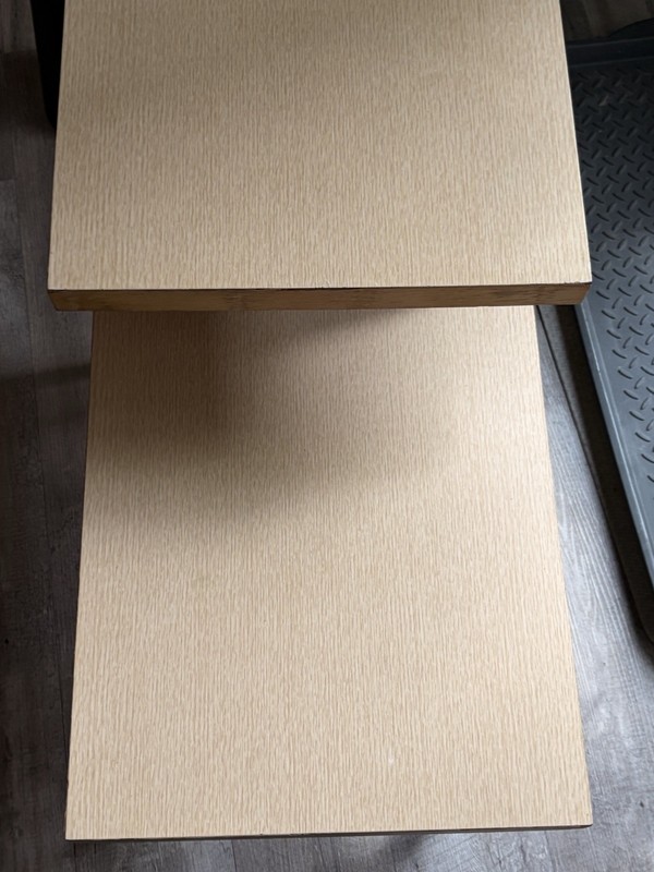 MCM Two Tier End Table Formica Top. Brass Capped Legs. gallery