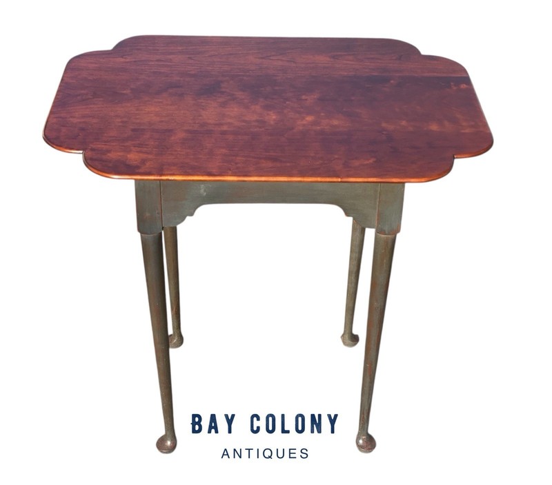 Vintage Queen Anne Style Eldred Wheeler Cherry Side Table With Scalloped Top