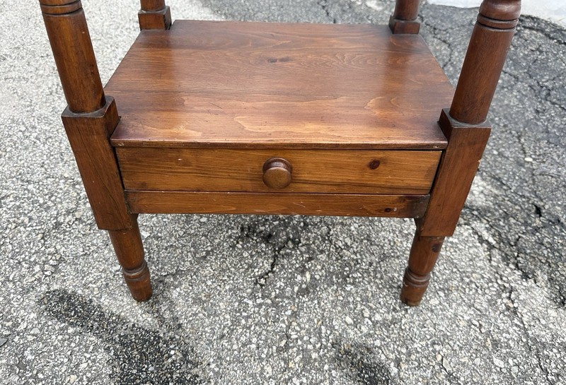 Antique 19th c. Pine 1-Drawer Washstand Side Table gallery