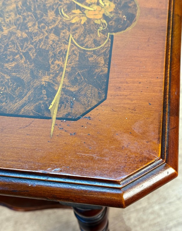 Antique Colonial Bird's Eye Maple Turned Occasional Table gallery