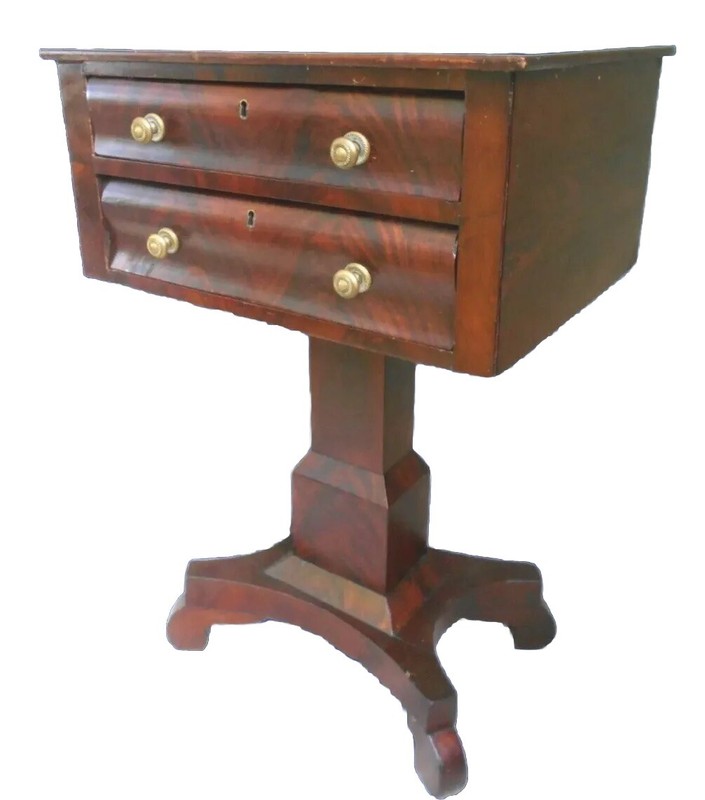 ANTIQUE AMERICAN EMPIRE MAHOGANY 2 DRAWER STAND
