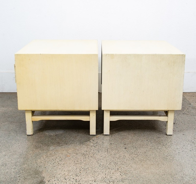 Mid Century Modern Nightstands Side Tables End White 2 Drawers Brass Clover Mcm gallery