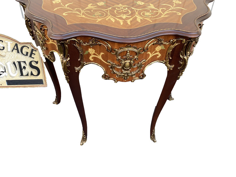 66142 Louis XV inlaid Console Table w/ Bronze ormalu gallery