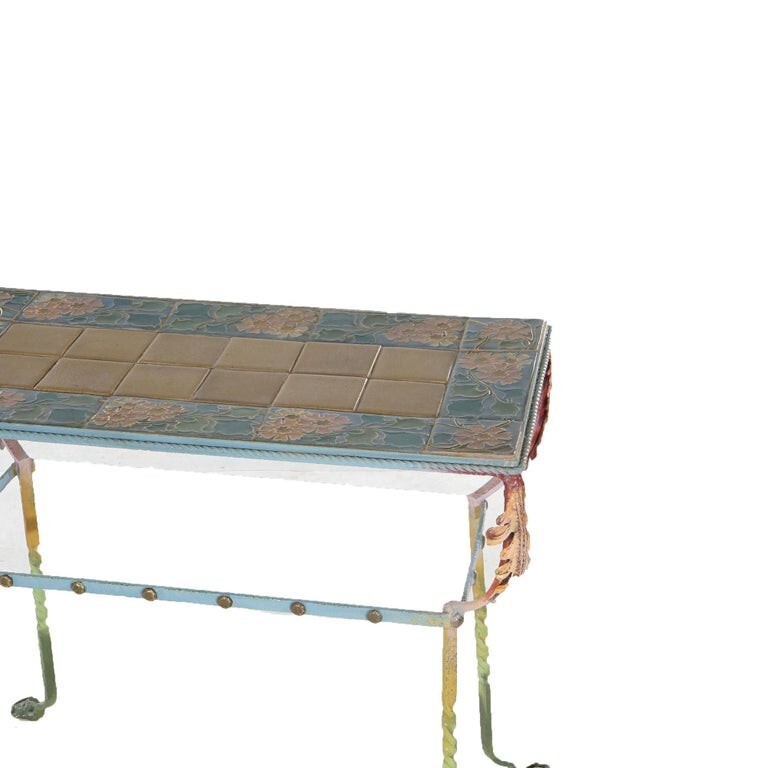 Arts & Crafts Rookwood Pottery Tile Top Wrought Iron Table C1910 gallery