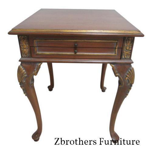 Custom Carved French Regency Cherry Lamp End Table Stand