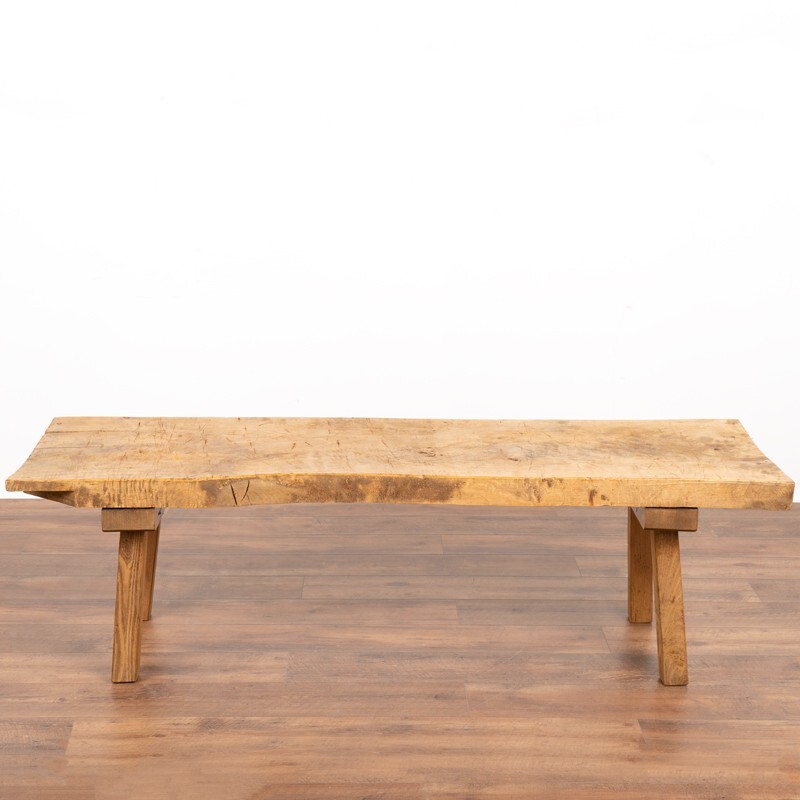 Antique Rustic Slab Wood Coffee Table with Splay Legs gallery