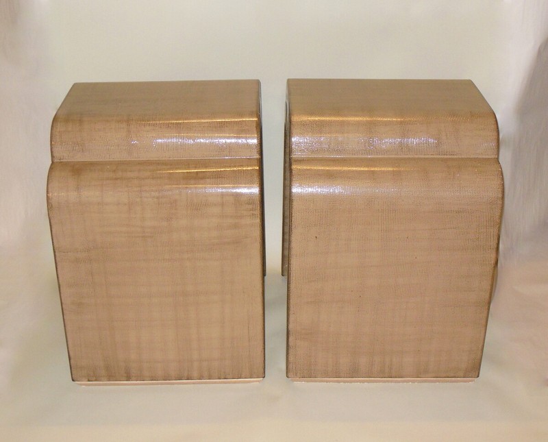 MCM 1970's Pr TABLES SPRINGER Ron SEFF Reptile Karung Snakeskin Deco Style Glam gallery