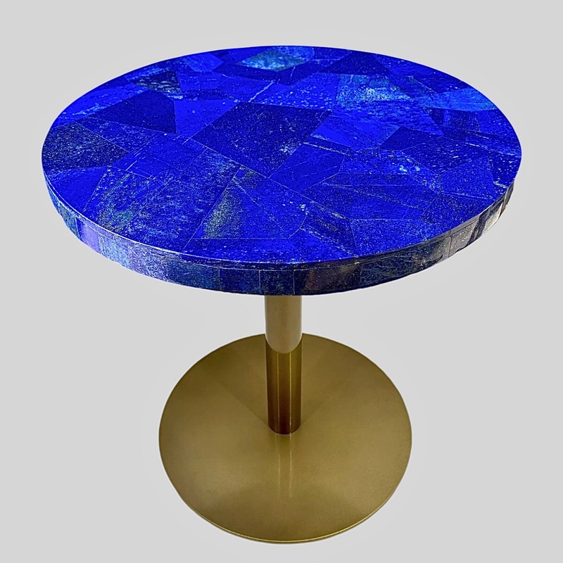 Handcrafted Lapis Lazuli Stone Tabletop – Unique Natural Coffee Table Decor(12”)