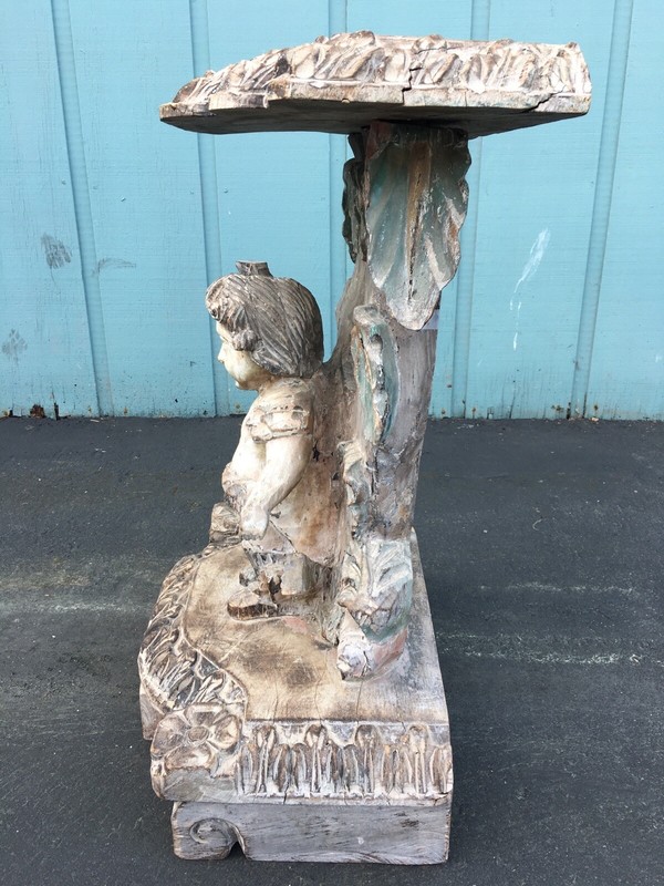 Antique Mexican Side Table Console Bacchus Wine Grapes Vineyard Early California gallery