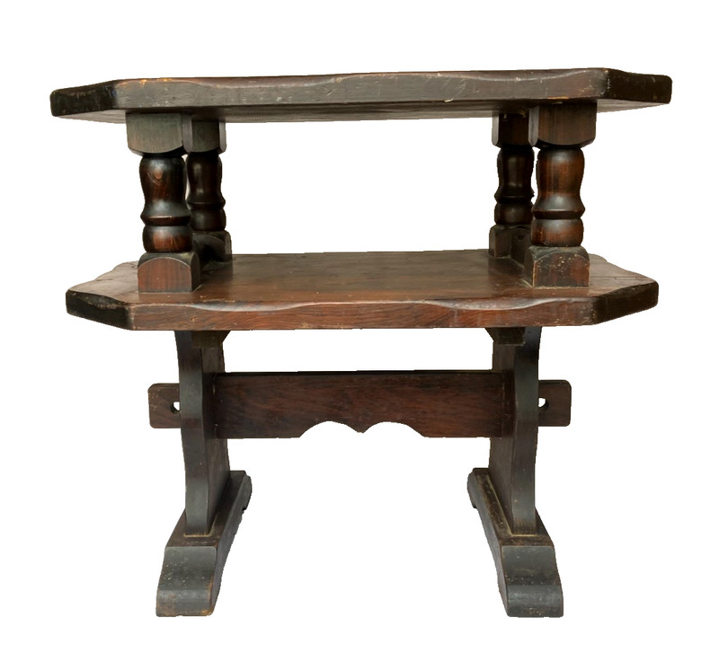 Antique Primitive Solid Wood Coffee / Side Table with Shelf – Rare!!