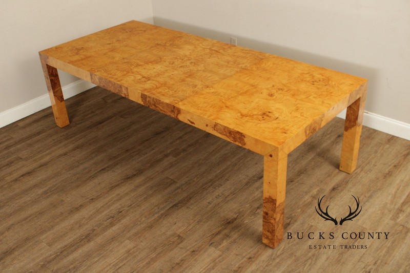 Mid-Century Modern Burlwood Parsons Extension Dining Table With 2 Leaves gallery