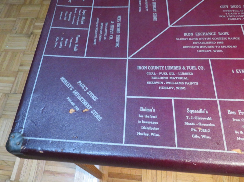 Vintage 1940's Advertising Wood Folding Game Card Table Hurley WI Ironwood MI gallery