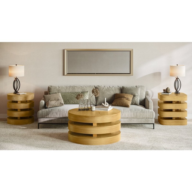 Mid-Century Modern Floating Sculpture Round Layered Coffee Table gallery